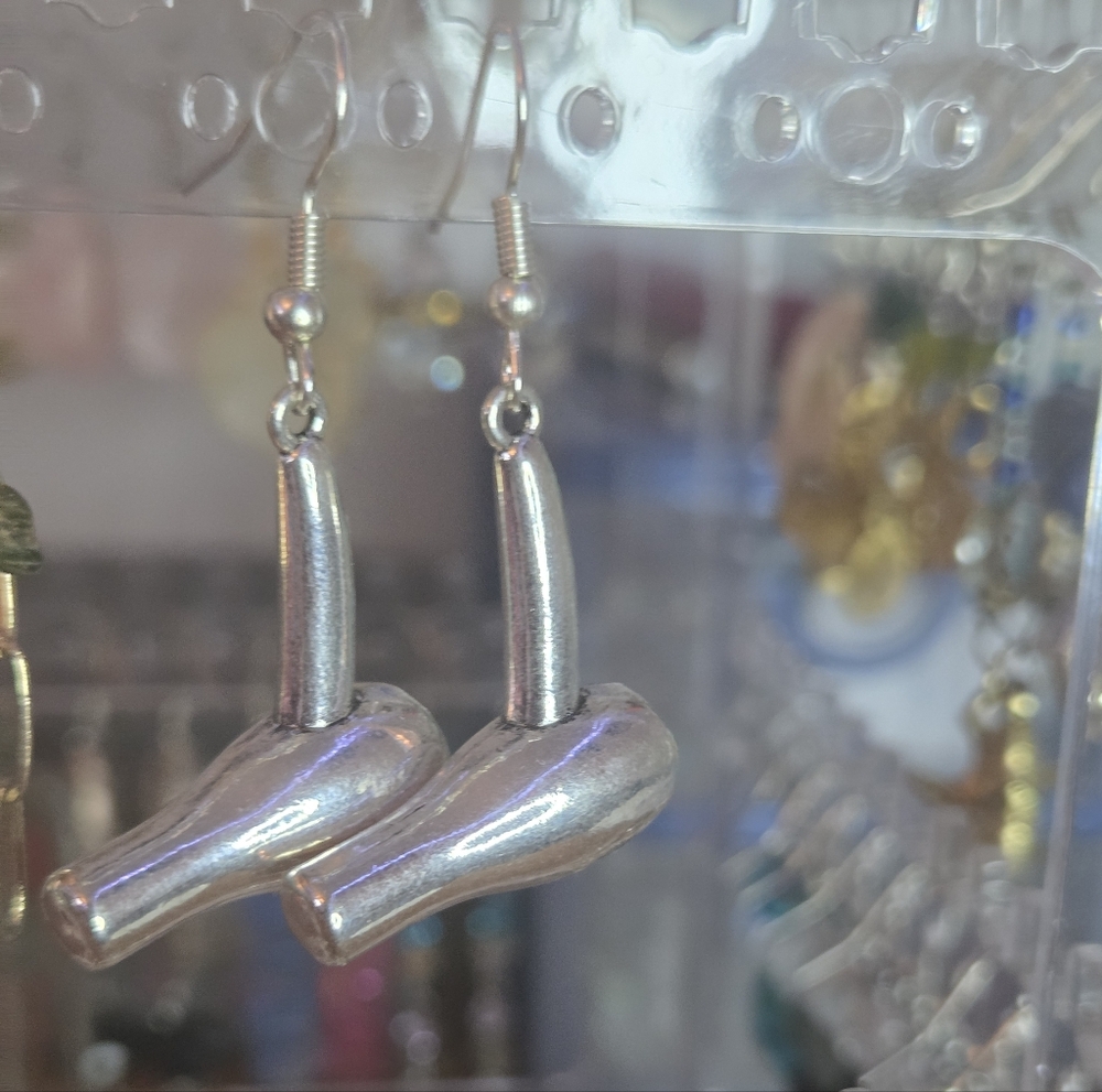 Silver Hair Dryer Earrings